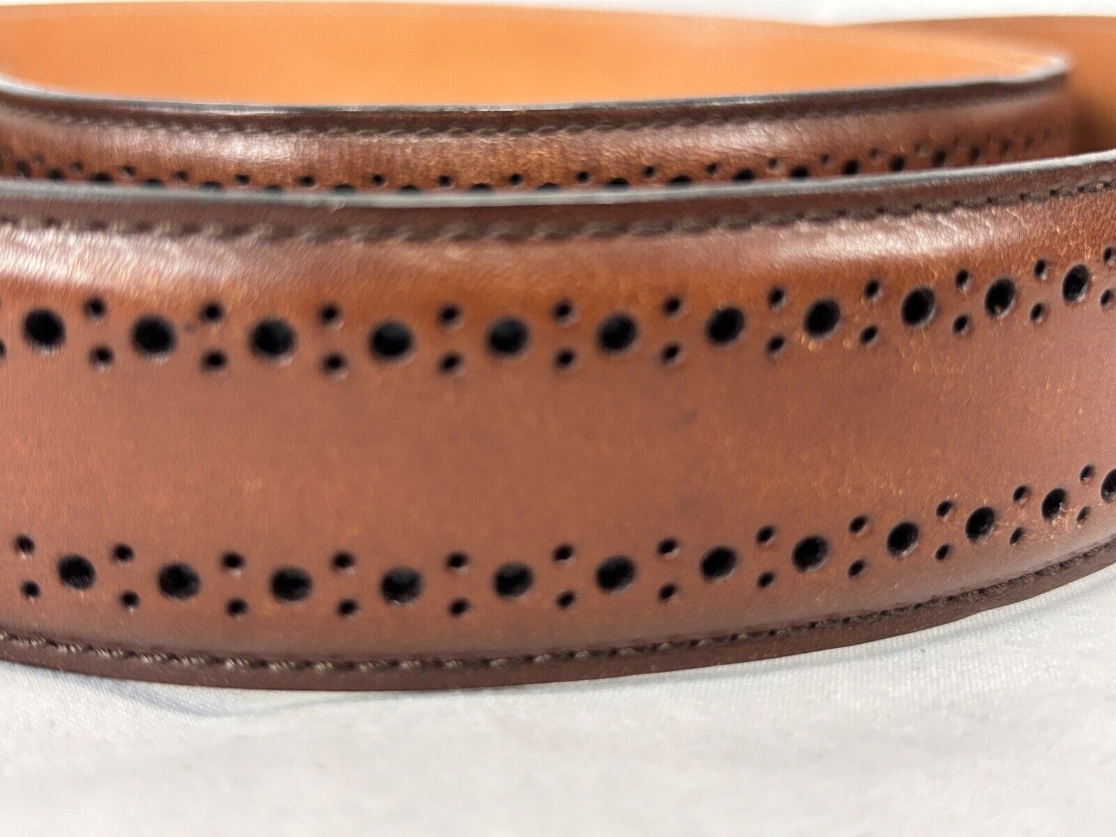 Men’s Allen Edmonds Leather Belt Sz 36 Brown VGUC - image 4