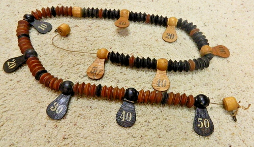 Vintage MCM Pool Table Wood Counter Beads Billiards Score Keeper Large Rare 60"