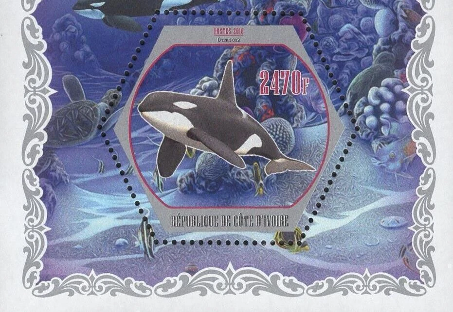 Whales Marine Fauna Beach Ocean Souvenir Sheet Mint NH - Image 4 of 4