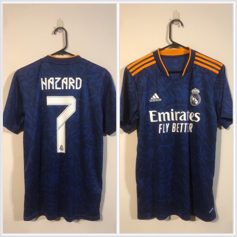 Real Madrid Eden Hazard シャツ ネイビー Hazard #7 Real Madrid 2021/22 Small Away Shirt Excellent