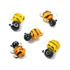 10pcs 3D Bees Beads Lampwork Glass Beads Honeybee Spacer Loose Beads for Jewelry