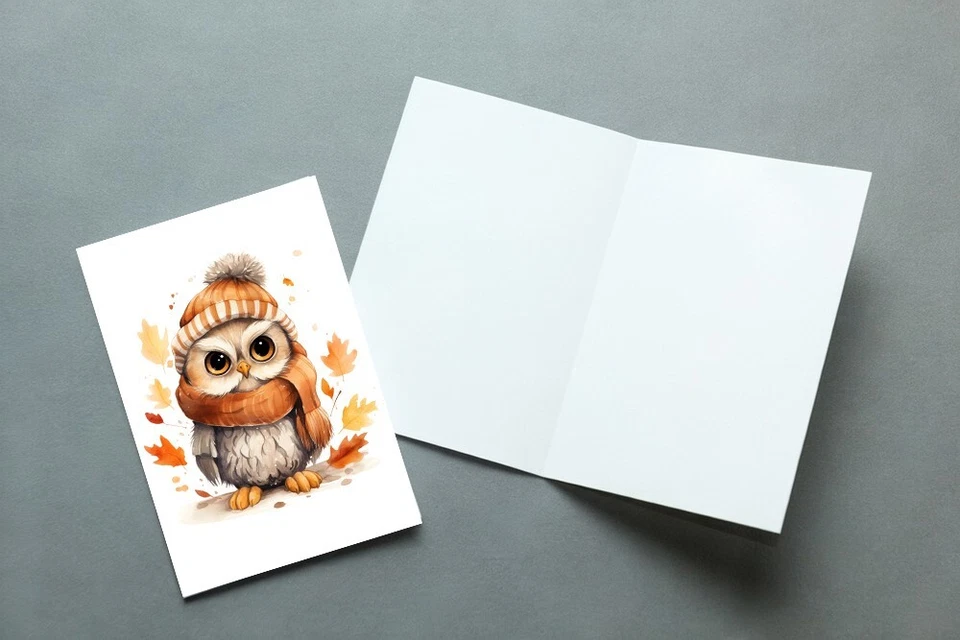 10 tarjetas de notas surtidas para todas las ocasiones tarjetas de felicitación en blanco hojas de animales de otoño Foto 3 de 3