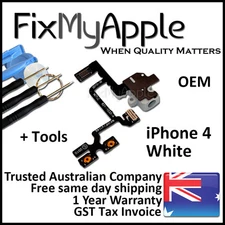 iPhone 4 OEM White Headphone Audio Jack Volume Flex Cable Replacement Tools Kit