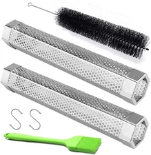 Pellet Smoker Tube 2 Pack 12" Stainless Steel BBQ Wood Pellet Smoker