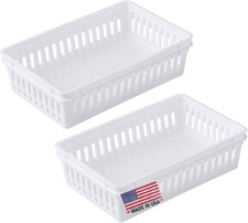 Plastic Bin Baskets for Organizing, White Sto...