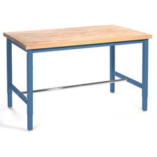 Production Workbench - Birch Butcher Block Square Edge - Blue 96"W x 36"D