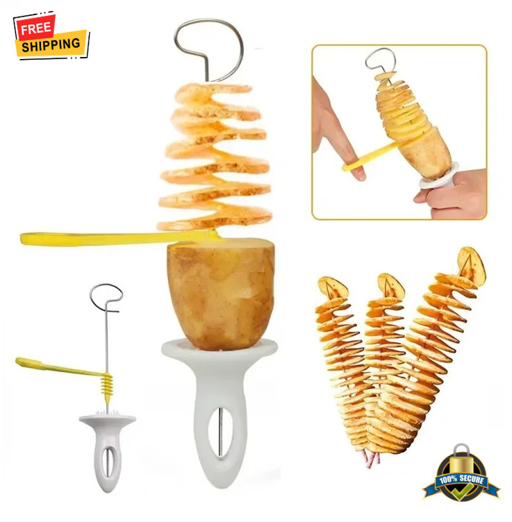 Spiral Potato Cutter Stainless Steel Vegetable Slicer Kitchen Tool NEW