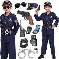 Police Officer Costume Set with Accessories for Kids, Halloween Costumes, 8-12Y