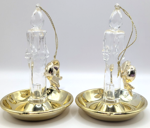 Juego de 3 adornos decorativos para colgar velas acrílicas - dorados y transparentes - Imagen 2 de 11