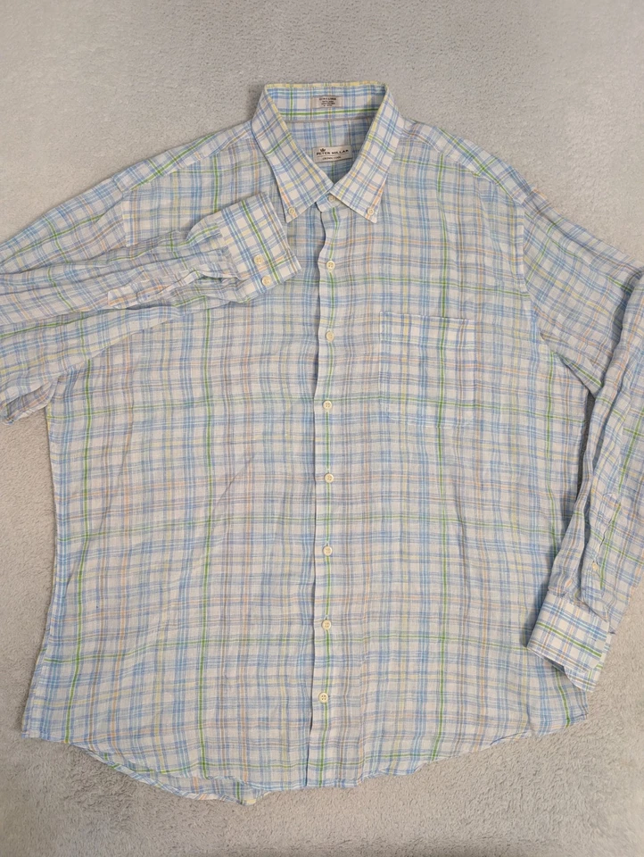 Peter Millar 100% Linen Shirt Men XL Multicolor Crown Cool Long Sleeve - Image 2 of 4