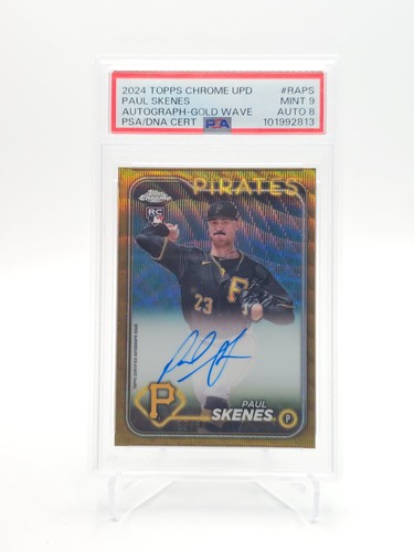 PAUL SKENES 2024 TOPPS CHROME UPDATE GOLD WAVE ROOKIE RC AUTO /50 PSA 9 Q7855