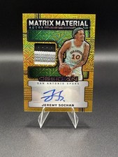 Jeremy Sochan 2024-25 Panini Obsidian 02/10 Auto Patch GU Gold Matrix Material