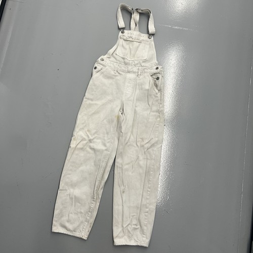 Levis Premium Big E Overalls Womens Size XS White Bib Denim Chore - Picture 2 of 18