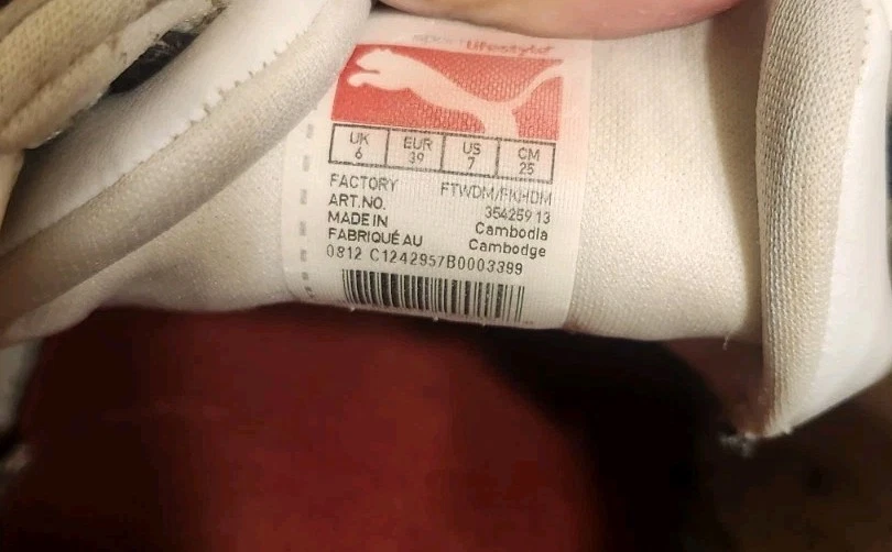 Puma «Roma» слоновой кости/бордовой кожи/замши женские кроссовки Sz.7 Ret. $155 - Изображение 3 из 4