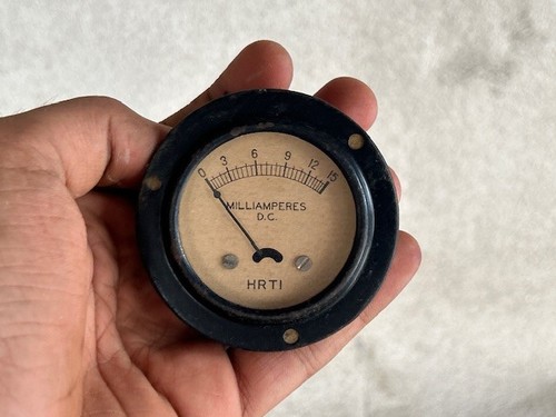 VECCHIE RARE MILLIAMPERES VINTAGE IN OTTONE 0-15 D.C. HRTI. MISURATORE CONTATORE DA COLLEZIONE, - Foto 8 di 12