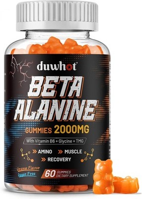 duwhot Beta Alanine Gummies Sugar-Free, 2000mg Beta-Alanine with Glycine, TMG