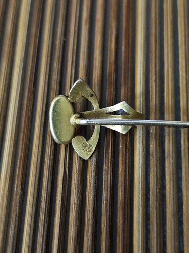 14k Bloodstone Seed Pearl Yellow Gold Stick Pin (Antique) - Picture 5 of 12