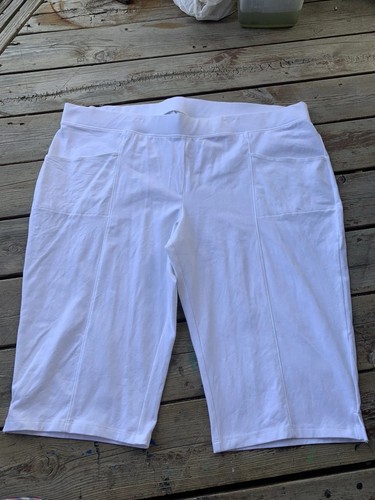 D&Co. Caprihose Damen Größe 3X. Massiv weiß. Fronttaschen