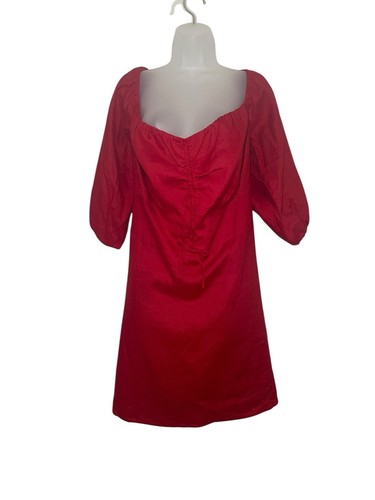 Nuevo Mini Vestido Reformation Nuevo Con Etiquetas Kathryn Cherry 100% Lino Talla 22 - Imagen 1 de 4