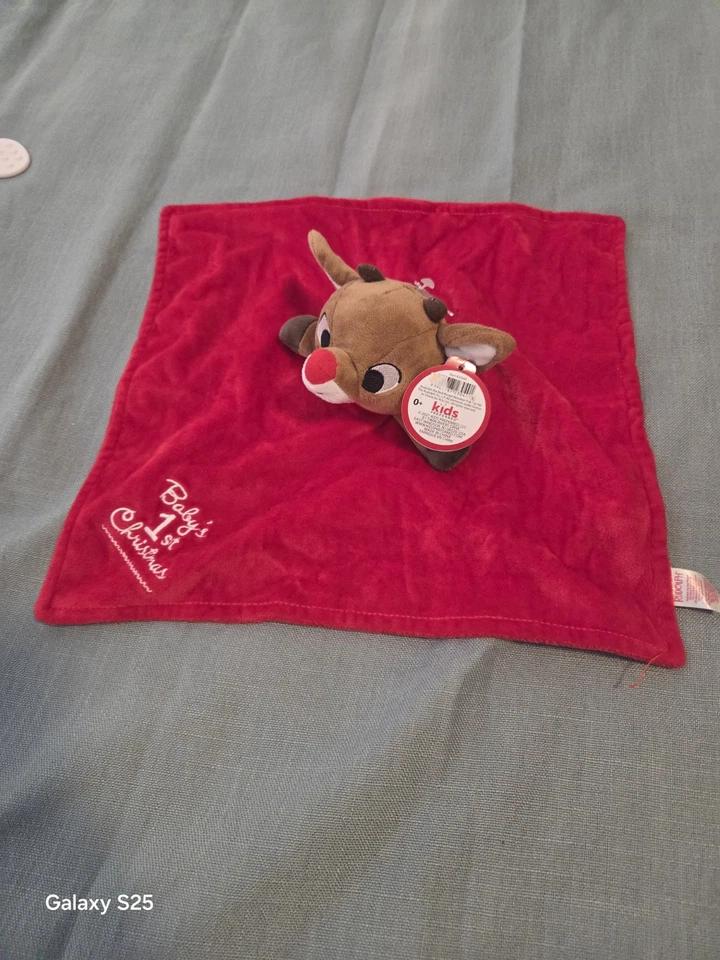 Manta de seguridad roja Rudolph the Red Nosed Reindeer Baby’s 1st Christmas Lovey Foto 4 de 4