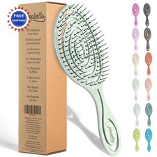 Detangle Hair Brush Straight Curly Straightening Hairbrush Spiral Green Women