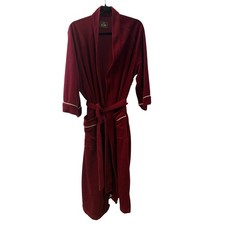 Bill Blass Vintage Burgundy Wrap Robe One Size White Piping Pockets Belted