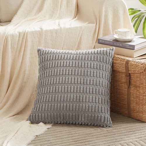 4 Packs Grey Decorative Throw Pillow Covers 16x16 Inch for Living Room Couch ... - Picture 2 of 8