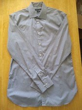 NWOT John Varvatos White  Gray Check Spread Collar Shirt 16-36 MSRP 175