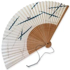 VTG Vintage Japanese Washi Sensu Folding Fan Cricket Motif & Die-Cut Bamboo Ribs