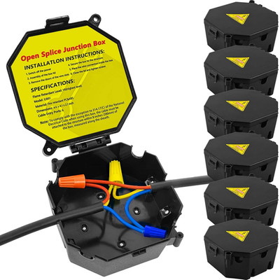 Black Open Splice Junction Box (6 Pack), Splice Box Wire Electrical Junction Box