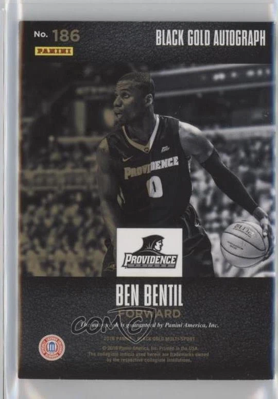 2016-17 Panini Black Gold Collegiate /25 Ben Bentil #186 Rookie Auto RC - Image 2 of 2