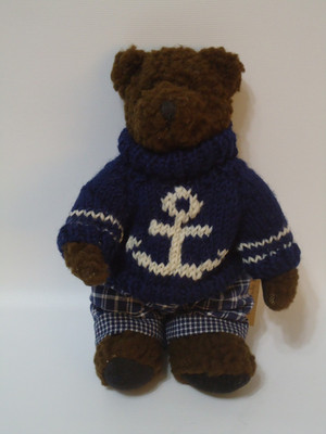 Boyds Collection dark brown 8'' jointed bear clothes anchor sweater plush EUC