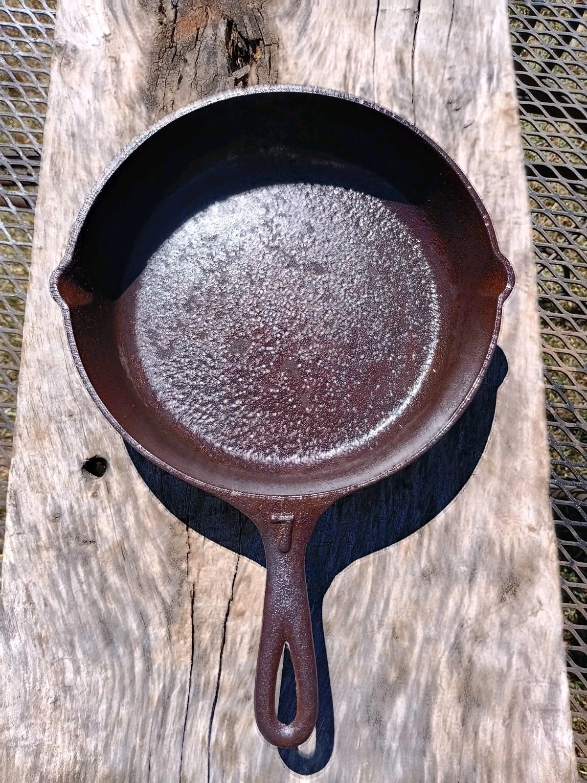 Antique Raised No. 7 Cast Iron Skillet