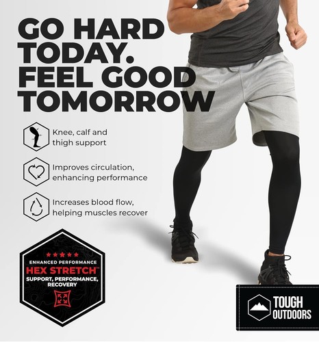 Tough Outdoors Compression Leg Sleeves - Full X-Large, Black - Picture 2 of 7