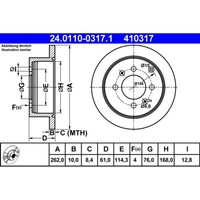 Bremsscheibe ATE 24.0110-0317.1 (2 Stk.) FüR Hyundai Kia Sonata IV Matrix