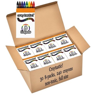 Craytastic! Bulk Crayons, 30 Individual Boxes of 8 colors/count Class Pack - ...