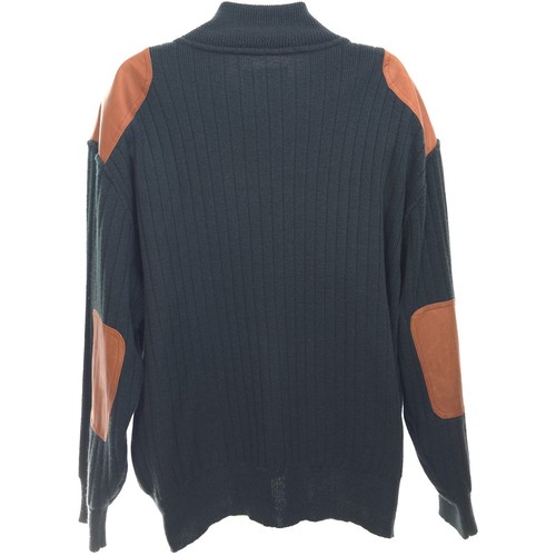 Suéter Orvis Para Hombres XL Mezcla de Lana Azul Marino 1/4 Cremallera Pullover Cuero Parches en el Codo - Imagen 8 de 12