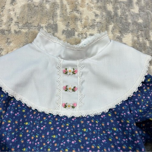 Vintage Hi-Girl Inc Blue Floral Mock Neck Prairie Dress 1980’s Size 6x - Picture 6 of 8