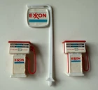 Vintage Miniature Exxon Plastic Toy Sign & 2 Gasoline Pumps