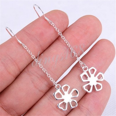 925 Sterlingsilber anlaufgeschützt 2'' langer Faden Nelke Blume Ohrhänger G480