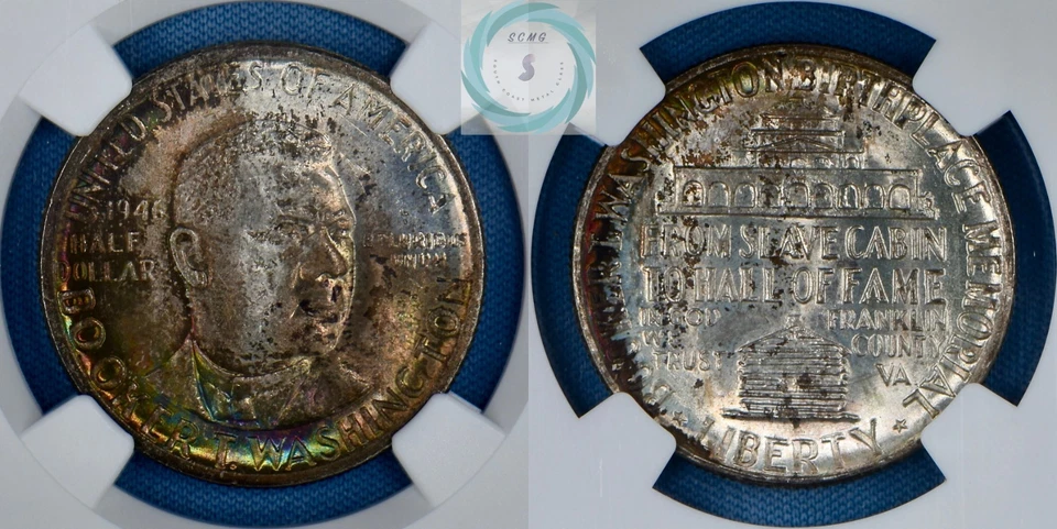 1946  Booker T Washington Commemorative Half Dollar NGC MS66+ w/CAC - Stunning!! - Image 4 of 4