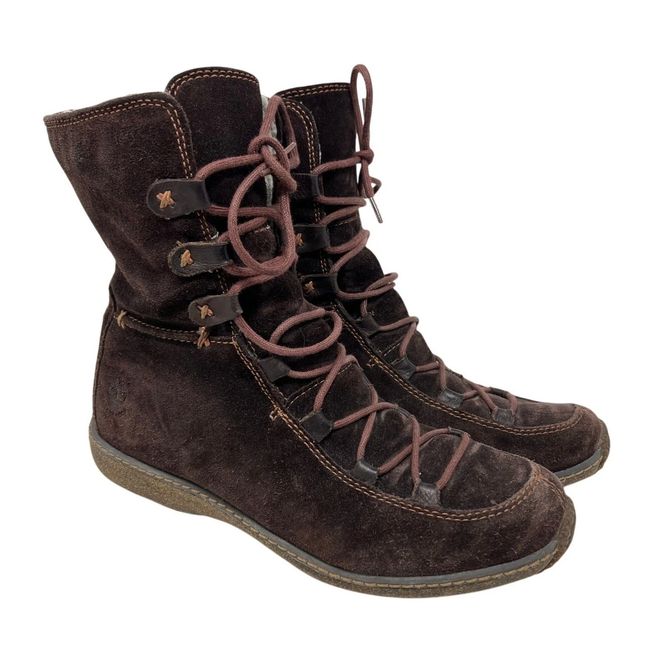 Timberland 69318 Reykir Ghillie stivali stringati in shearling scamosciato marrone 9 5