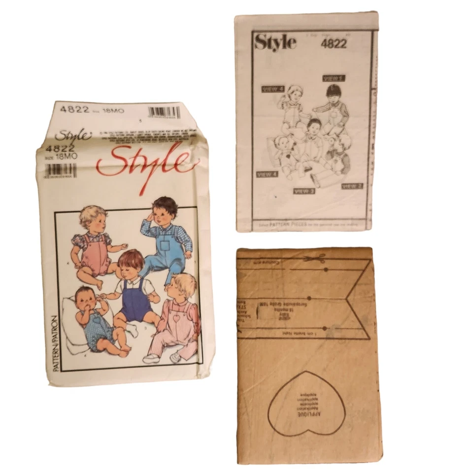 Style 4822 Size 18 months Infant Dungarees Jumper Top Uncut Vintage Pattern 1986 - Image 4 of 4