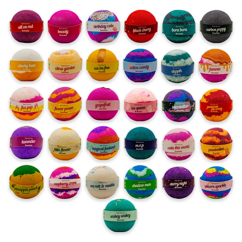 Bath Bomb Fizzer Round Luxury Vegan Cruelty Free Various Scents Gift Scentish