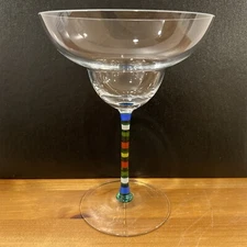 Crate & Barrel MARGARITA GLASS Multicolor Painted Rainbow Stem