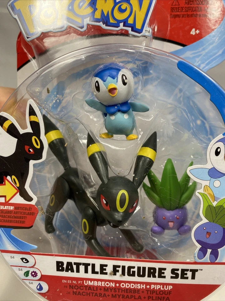Pokemon Battle Figure Set Umbreon Oddish Piplup 3 Action Pack Articulado - NOVO - Imagem 2 de 4