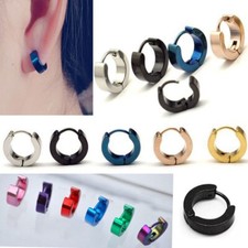 Men Women Surgical Stainless Steel Huggie Silver Black Cartilage Hoop Earrings