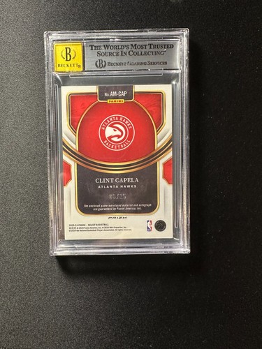 2023-24 Select Clint Capela Tie Dye Prizm Patch Auto 06/25 BGS 9 Auto 10 Mint - Picture 2 of 2