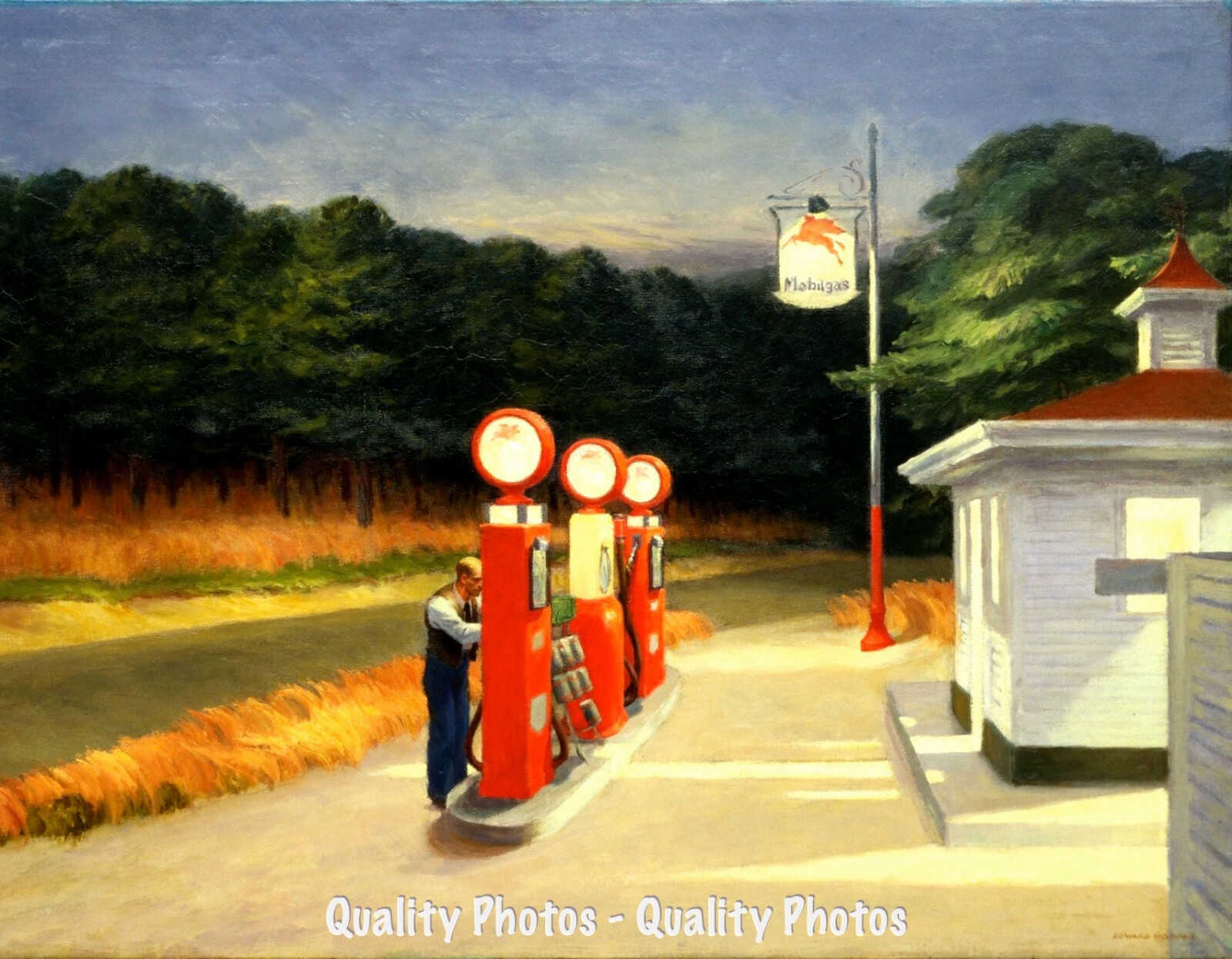 Gas Station 1940 8.5x11" Photo Print Edward Hopper Americana Fine Art Fuel Pumps