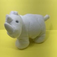 1992 Mary Meyer White Rhinoceros 11 Plush Silver Eyes Read